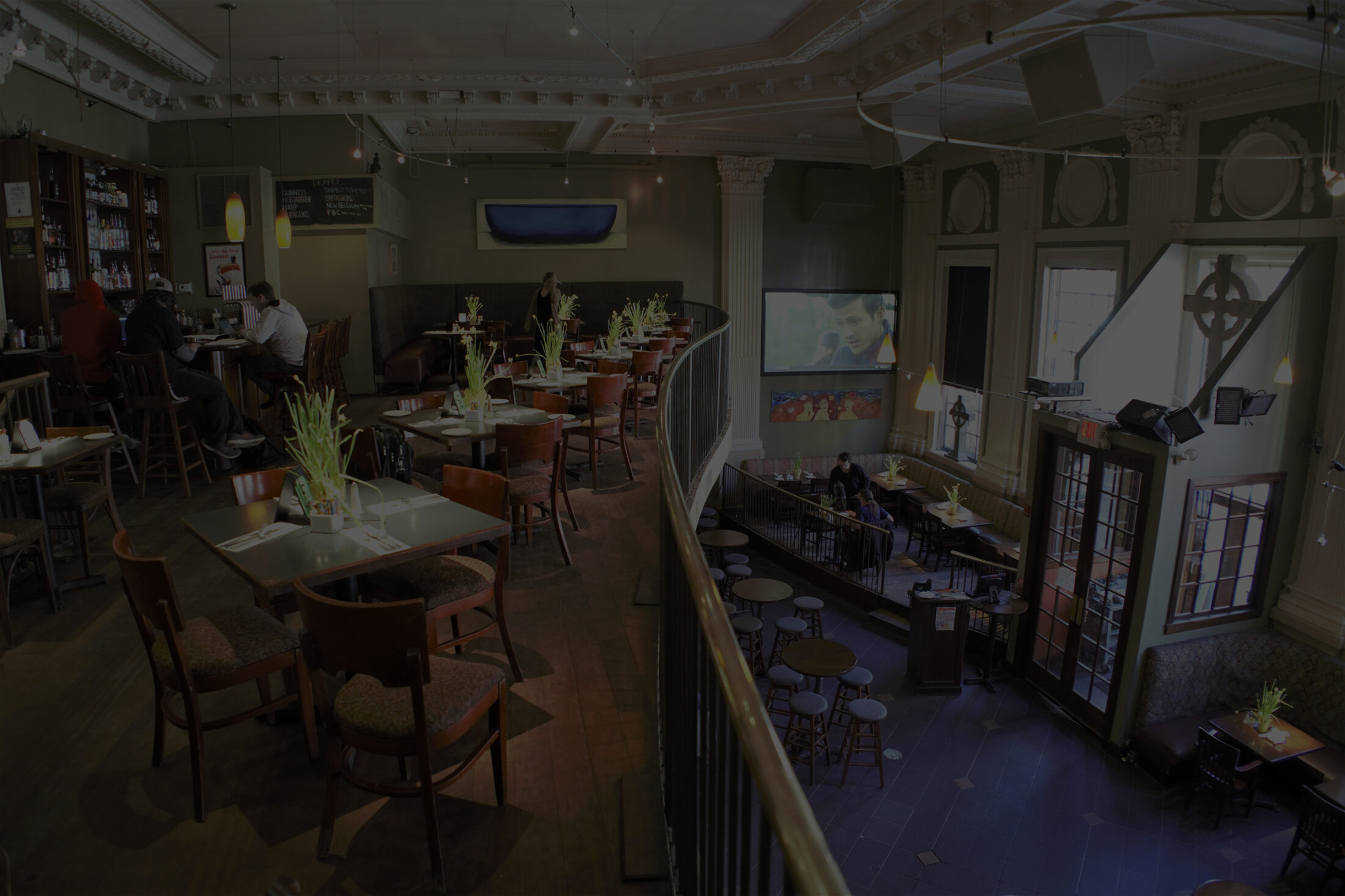 The private upstairs mezzanine event space at The Plough and The Stars