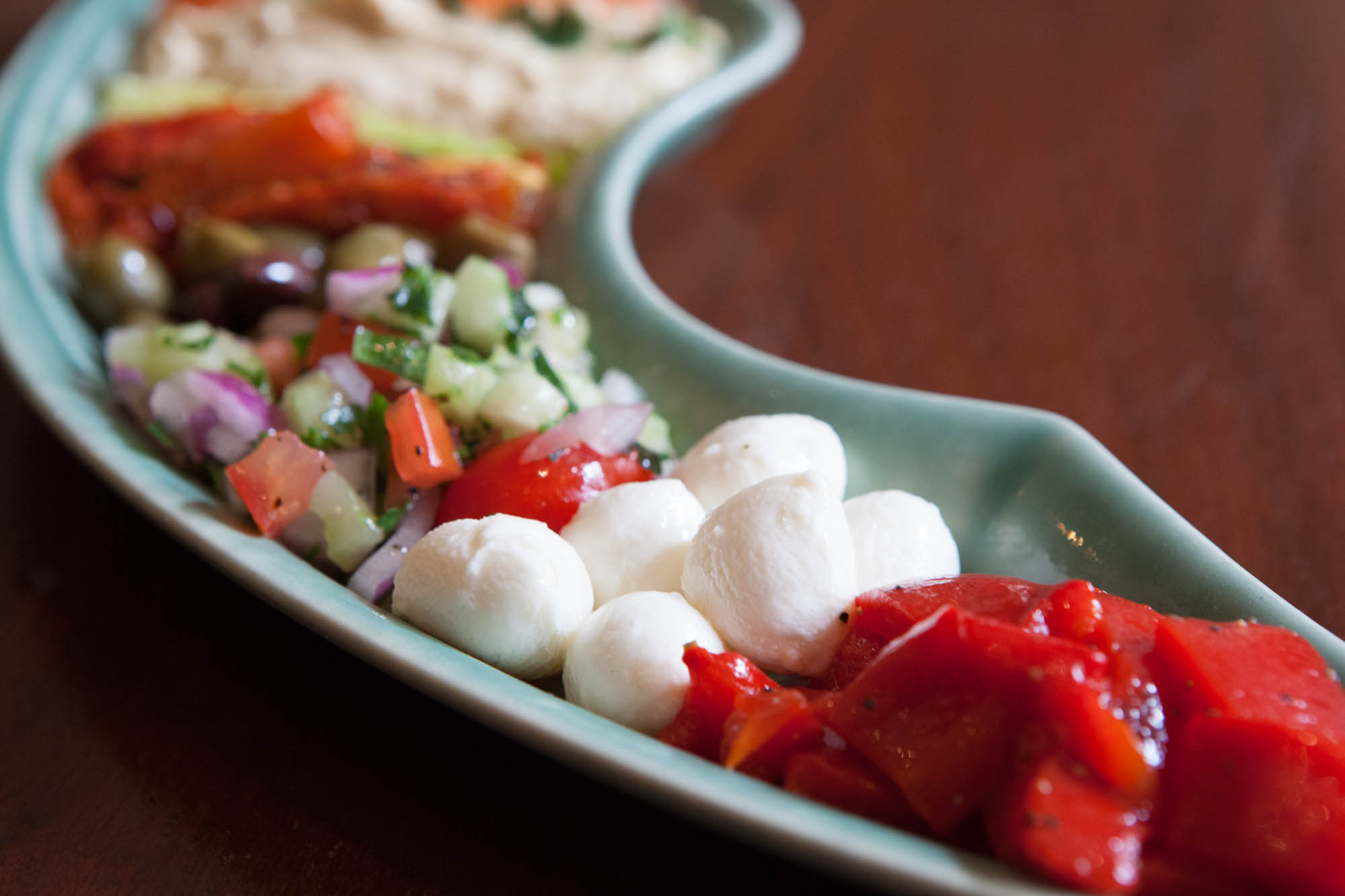 A fresh salad of tomato, mozzarella and peppers at The Plough and The Stars