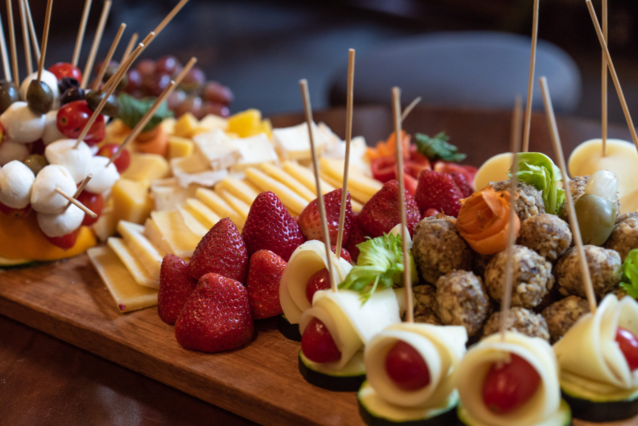 A tray of canapes and appetizers served at a private event at The Plough and The Stars