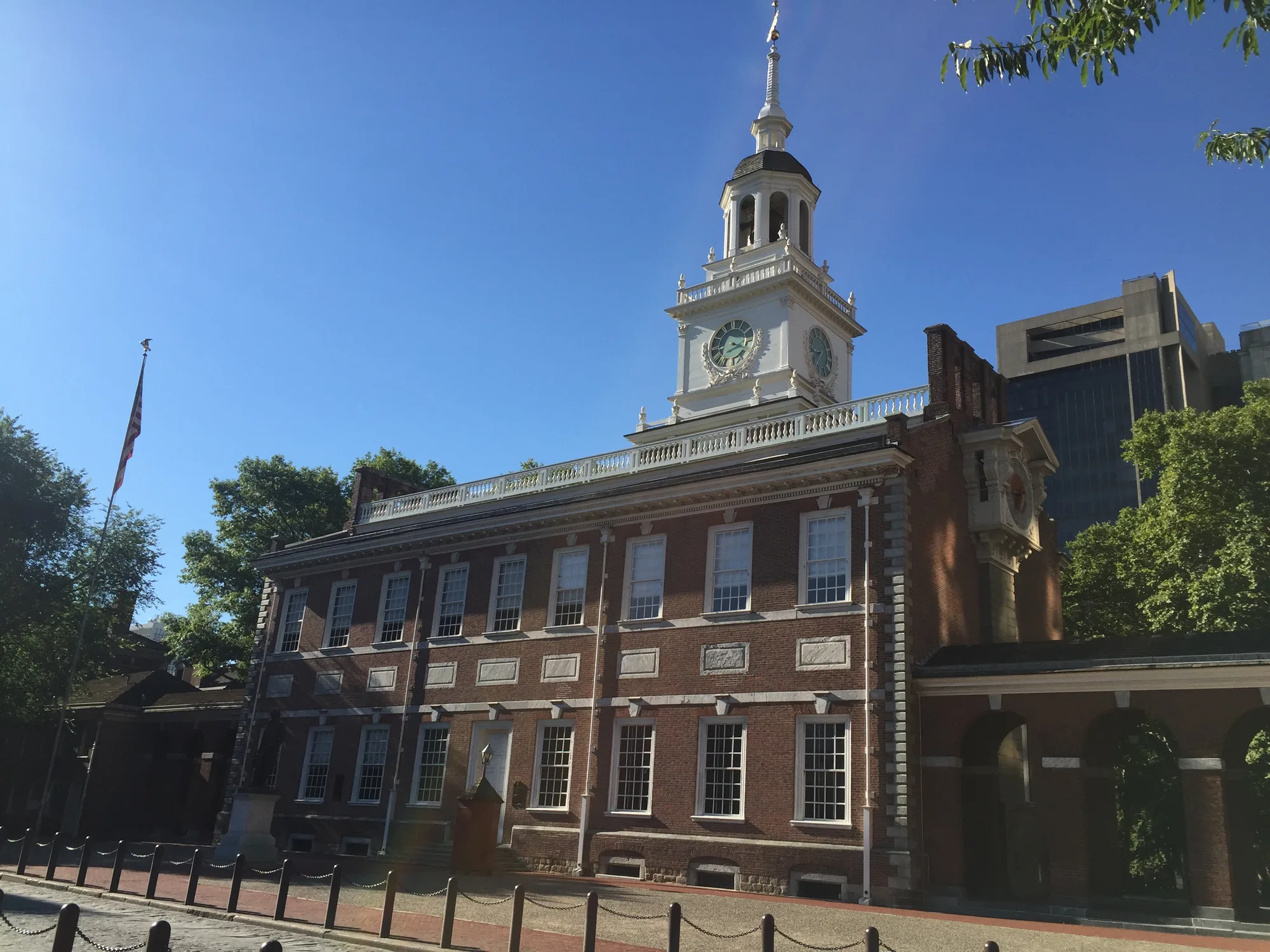 Independence Hall in Old City Philadelphia, where the Declaration of Independence was signed in 1776 — a short walk from The Plough and The Stars